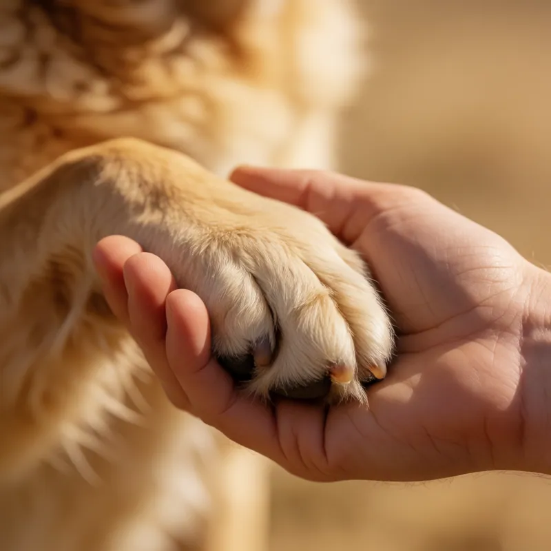 A dog's paw held gently during an examination